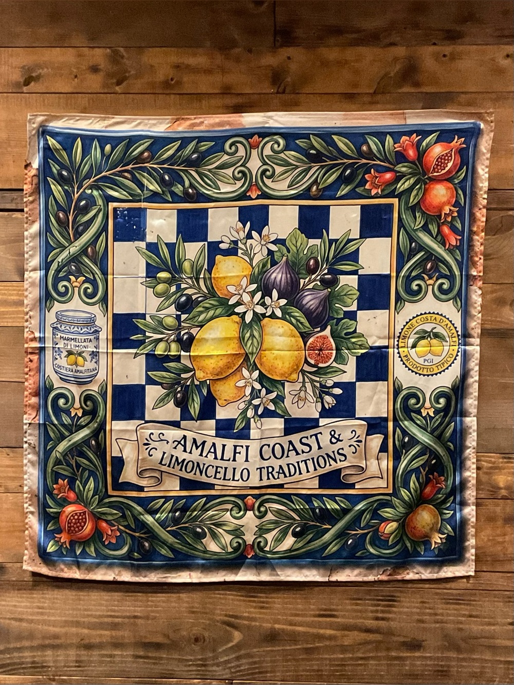 Amalfi Coast Limoncello Traditions Decorative Scarf - Blue & Yellow